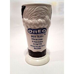Oreo Cookie Milkshake Embossed Ceramic Glass Footed Tall Cup Ice Cream